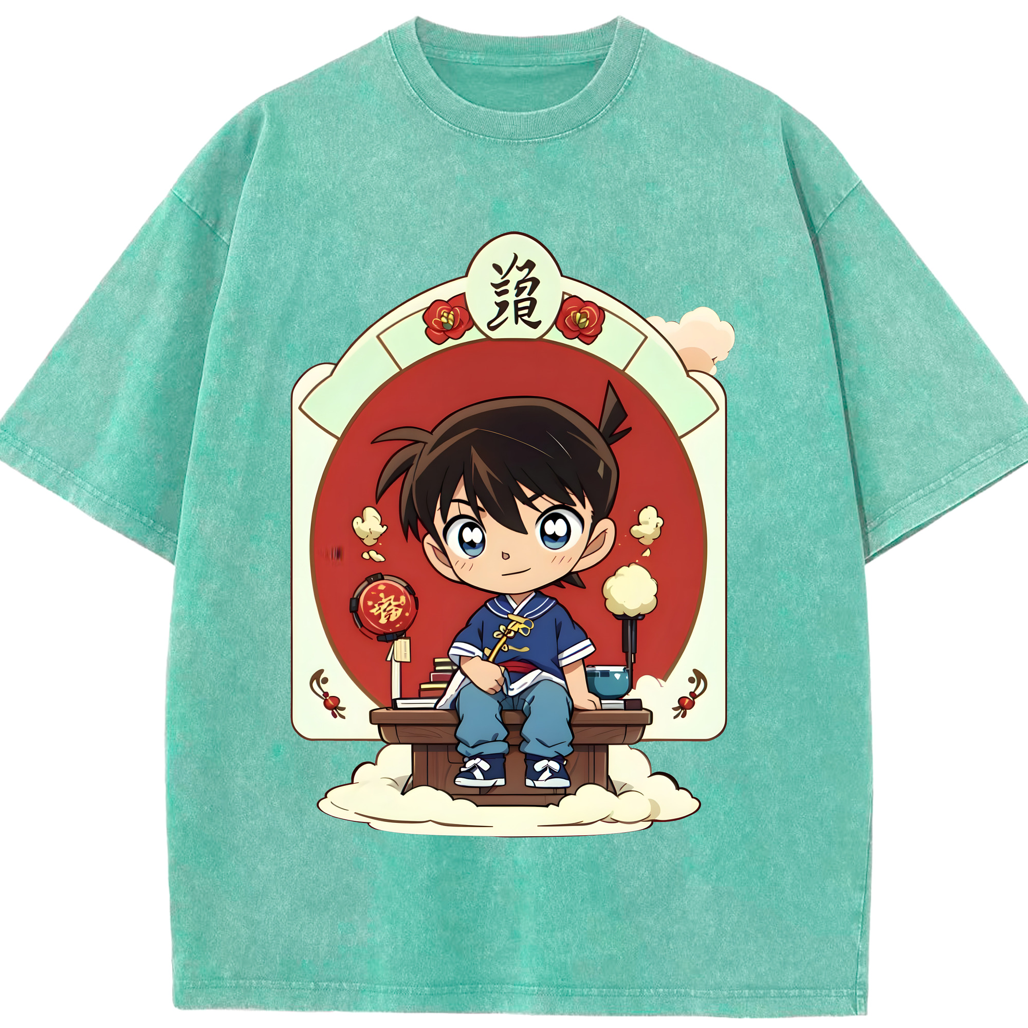 （画像用） 名探偵コナン 江戸川 コナン Detective Conan Conan Edogawa 綿100% ヴィンテージ風 半袖Tシャツ（フロントプリント）